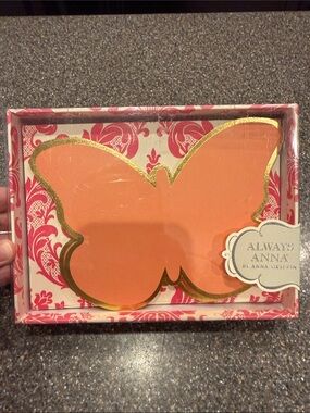 Always Coral Butterfly Decorative Tray
